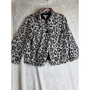Chicos Cheetah Print Faux‎ Fur Jacket Womens Size 1